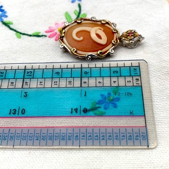 Gems En Vogue oval shaped hand carved initial, C cameo pendant 🌹 - Picture 5 of 7